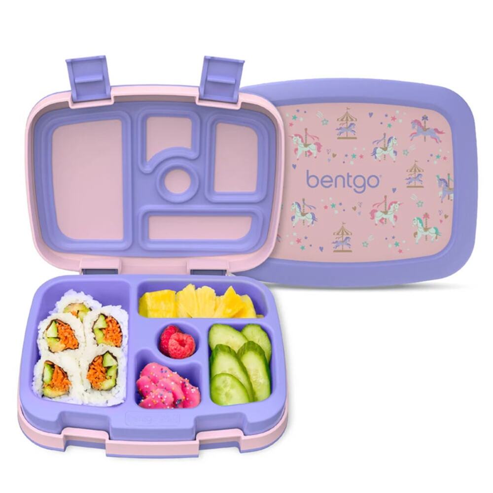 Bentgo Kids Carousel Unicorns Leak-Proof Children's Lunch Box Pink Purple NWT
